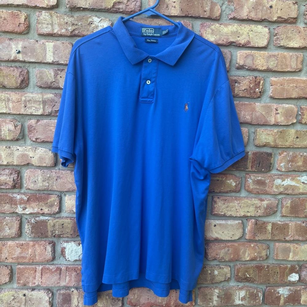 POLO RALPH LAUREN BLUE SHORT SLEEVE PIMA INTERLOCK COTTON SHIRT GUC XXL
